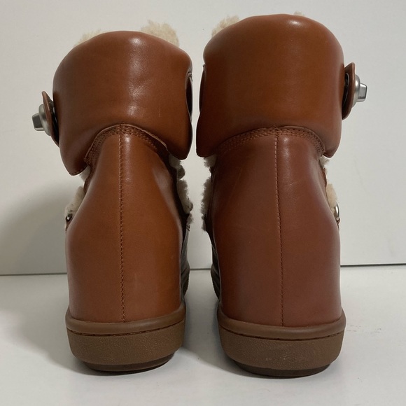 COACH Monroe Shearling Lace-Up Wedge Booties - Picture 6 of 12